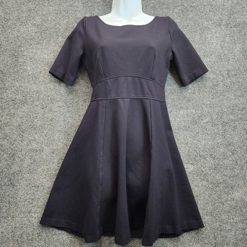 J.Crew Womens Navy Ponte Fit Flare Dress Preppy Dark Academia Workwear Classic 4